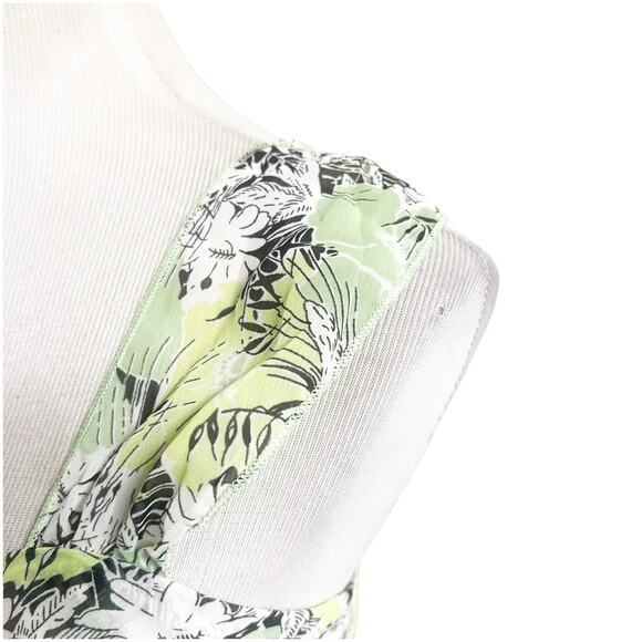 JKLA California Women’s Y2K Tank Chiffon Size Large Green White Sweetheart Neck - Picture 6 of 14